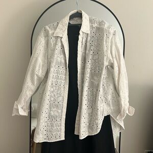 White Eyelet Lace Women's Top